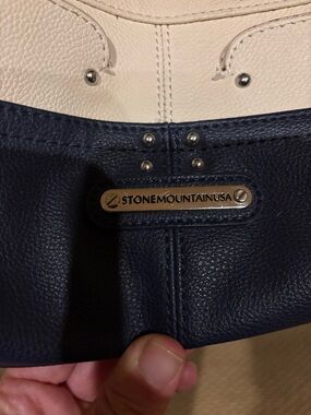 Stone Mountain Navy and Cream Pebbled Leather Crossbody Bag